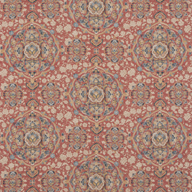 G P & J Baker Fabric Kiana Red/Blue CASPIAN VISCOSE - 67%;LINEN - 33% United Kingdom Horizontal: 16.942 and Vertical: 23.64 51.22 - My Fabric Connection -