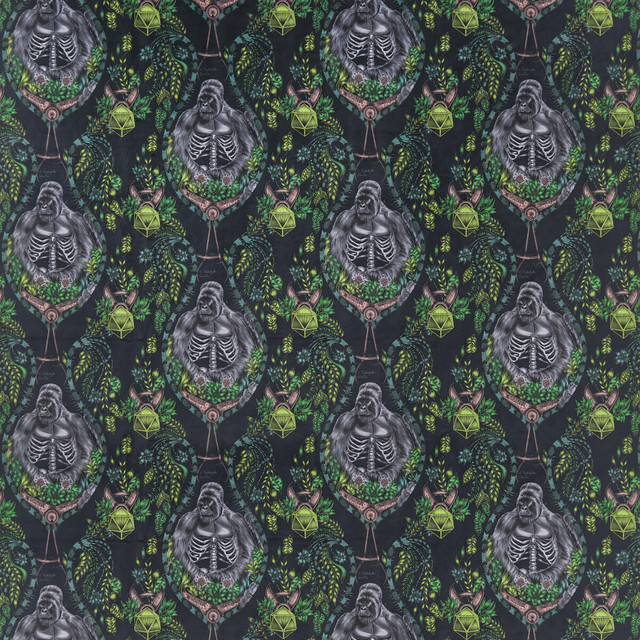 Clarke And Clarke Fabric Silverback Velvt Charcoal WILDERIE BY EMMA J SHIPLEY FOR C&C POLYESTER - 100% Spain HEAVY Horizontal: 27 and Vertical: 32.41 55 - My Fabric Connection -