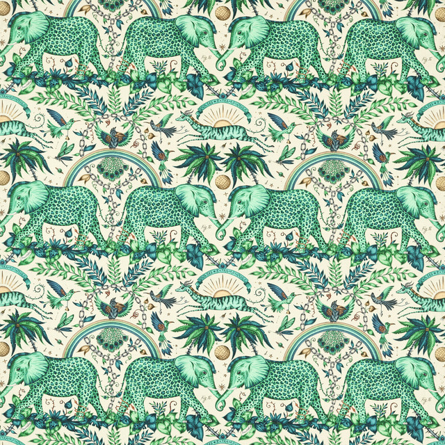 Clarke And Clarke Fabric Zambezi Linen Green WILDERIE BY EMMA J SHIPLEY FOR C&C COTTON - 60%;LINEN - 40% Spain HEAVY Horizontal: 27 and Vertical: 21.62 54 - My Fabric Connection -