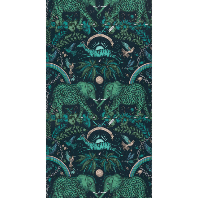 Clarke And Clarke Wallcovering Zambezi Teal WILDERIE BY EMMA J SHIPLEY FOR C&C PAPER - 100% United Kingdom Horizontal: and Vertical: 18 20.5 - My Fabric Connection -