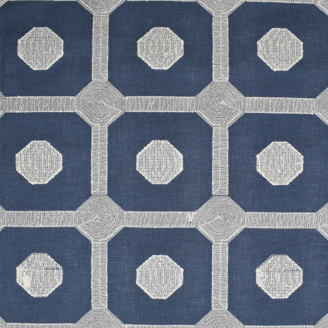 Greenhouse Fabric S4013 Denim 68% Polyester, 21% Linen, 11% Cotton With 100% Cotton Embroidery India 9,000 double rubs </p><p>Repeat: 4.5" H, 4.7" V 52" - My Fabric Connection -