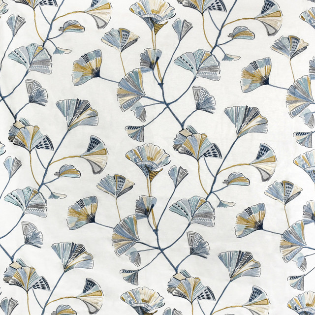 Greenhouse Fabric S3650 Mineral 33% Viscose, 26% Polyester, 26% Linen, 15% Rayon With 100% Rayon Embroidery China 9,000 double rubs </p><p>Repeat: 18" H, 15.25" V 56" - My Fabric Connection -