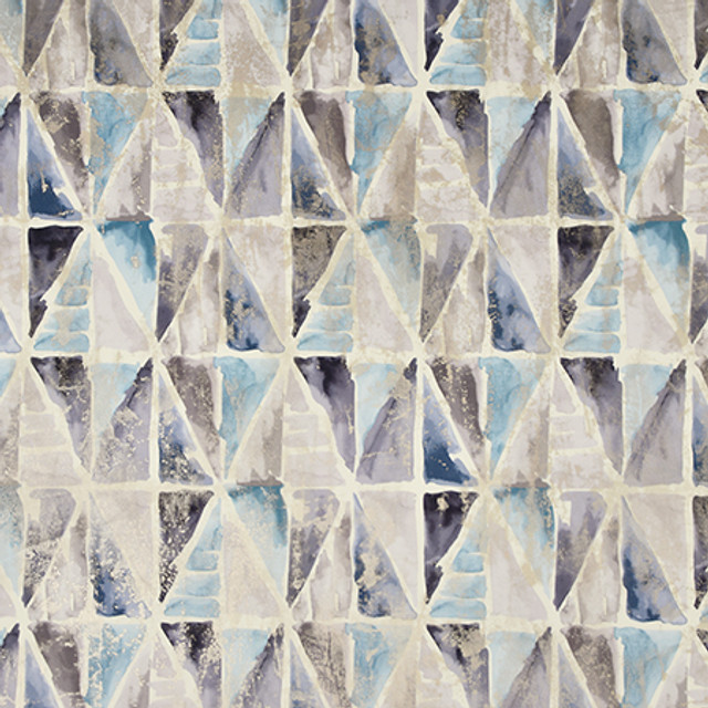 Carole Fabric Golden Brushwork Vapor Muse 100% Polyester China 27" V, 13 1/2" H 57" - My Fabric Connection -