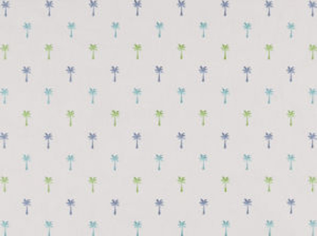 Norbar Fabric Palmer Isle Waters 548 PRISM BLUES 51% POLYESTER 47% COTTON INDIA 9 1/6"V 3 1/4"H 55" - My Fabric Connection -