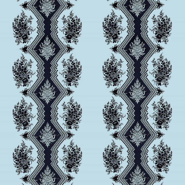 Brunschwig & Fils Fabric Coppelia Satin Ciel Fabric COTTON - 100% France </p><p>Repeat: H: 24.41, V: 11.81 55.11 - My Fabric Connection -