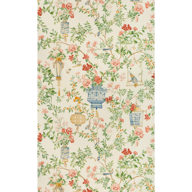 Brunschwig & Fils Fabric Jardin Fleuri Print Ivory Fabric COTTON - 100% Italy MEDIUM </p><p>Repeat: H: 53.54, V: 56.69 53.54 - My Fabric Connection -