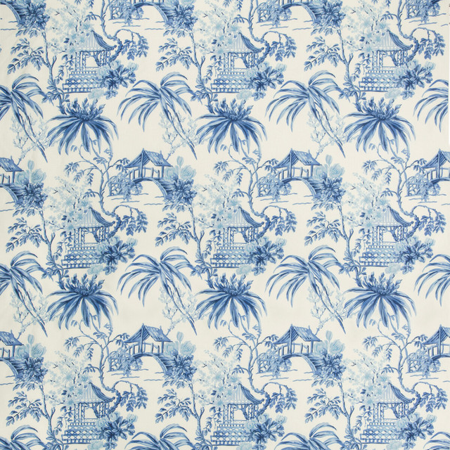 Brunschwig & Fils Fabric Tongli Print Porcelain Fabric LINEN - 100% United Kingdom MEDIUM </p><p>Repeat: H: 18, V: 22.36 54 - My Fabric Connection -