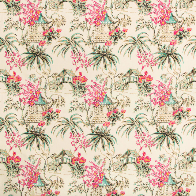 Brunschwig & Fils Fabric Tongli Print Peony Fabric LINEN - 100% United Kingdom MEDIUM </p><p>Repeat: H: 18, V: 22.36 54 - My Fabric Connection -