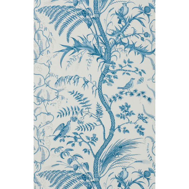 Brunschwig & Fils Wallcovering Bird And Thistle Blue Wallcovering PAPER - 100% United States </p><p>Repeat: H: 27, V: 36 27 - My Fabric Connection -