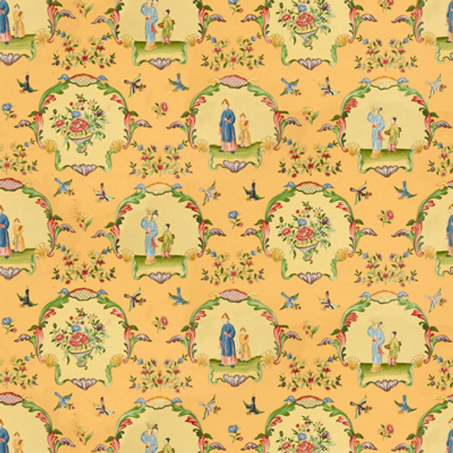 Brunschwig & Fils Fabric Ecole Chinoise Jaune Fabric COTTON - 100% France </p><p>Repeat: H: 56.75, V: 27.25 57.5 - My Fabric Connection -