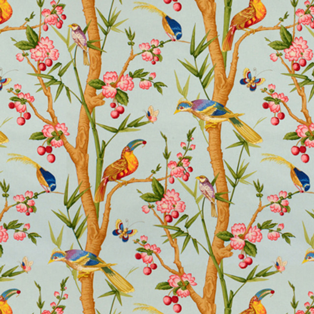 Brunschwig & Fils Fabric Toucans Bleu Fabric COTTON - 100% France </p><p>Repeat: H: 33, V: 39.75 51.25 - My Fabric Connection -