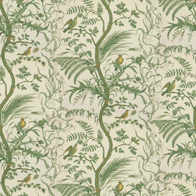 Brunschwig & Fils Fabric Bird And Thistle Cotton Print Green Fabric COTTON - 100% France </p><p>Repeat: H: 53.5, V: 36 54 - My Fabric Connection -
