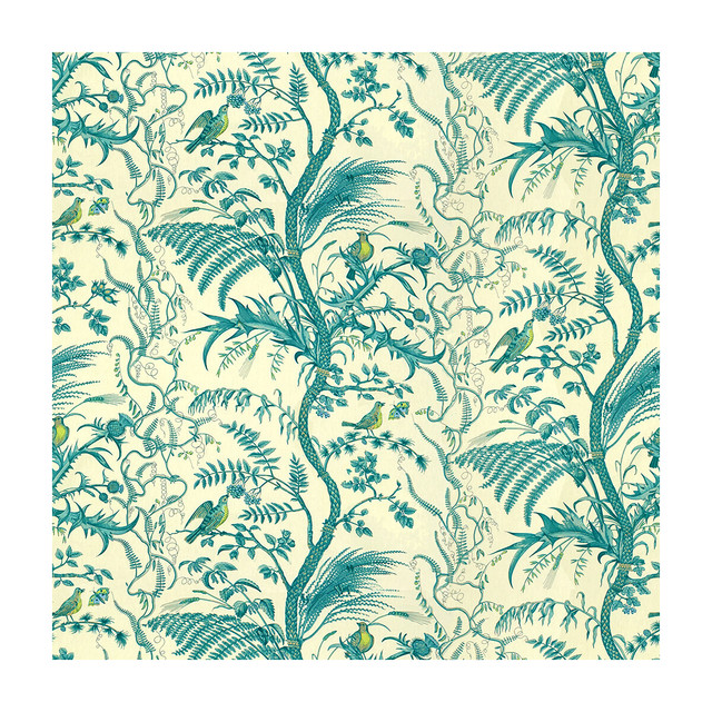 Brunschwig & Fils Fabric Bird And Thistle Cotton Print Aqua Fabric COTTON - 100% France </p><p>Repeat: H: 53.5, V: 36 54 - My Fabric Connection -