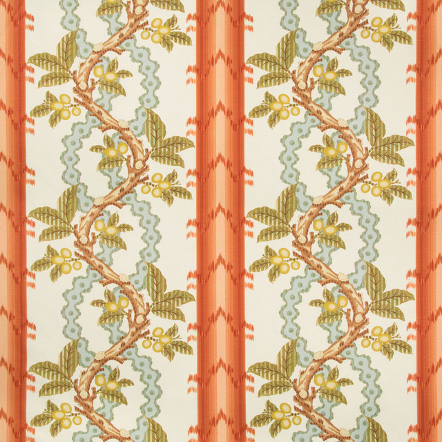 Brunschwig & Fils Fabric Josselin Cotton And Linen Print Spice/Celadon Fabric LINEN - 59%;COTTON - 41% France </p><p>Repeat: H: 27.5, V: 19.5 56 - My Fabric Connection -