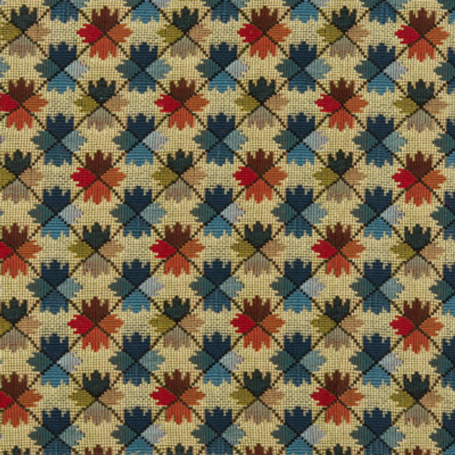 Brunschwig & Fils Fabric Oatlands Tapestry Blue/Red Fabric COTTON - 100% France </p><p>Repeat: H: 4.25, V: 3.75 51 - My Fabric Connection -