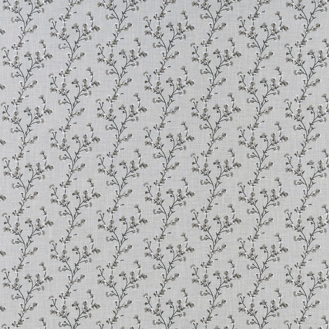 Clarke And Clarke Fabric Blossom Charcoal Fabric POLYESTER - 36%;COTTON - 33%;VISCOSE - 31% India </p><p>Repeat: H: 10.75, V: 6.3 54 - My Fabric Connection -