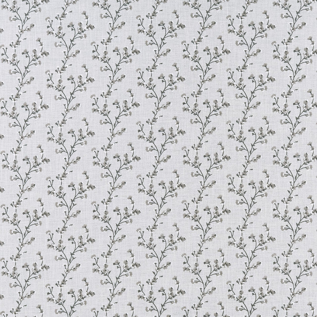Clarke And Clarke Fabric Blossom Silver Fabric POLYESTER - 36%;COTTON - 33%;VISCOSE - 31% India </p><p>Repeat: H: 10.75, V: 6.3 54 - My Fabric Connection -