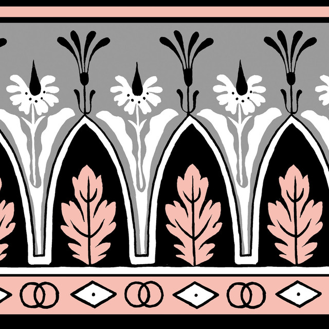 Brunschwig & Fils Wallcovering Lola Montez Bdr Rose/Grey Wallcovering CELLULOSE - 72%;POLYESTER - 28% France </p><p>Repeat: H: 4.87, V: 4.87 4.87 - My Fabric Connection -