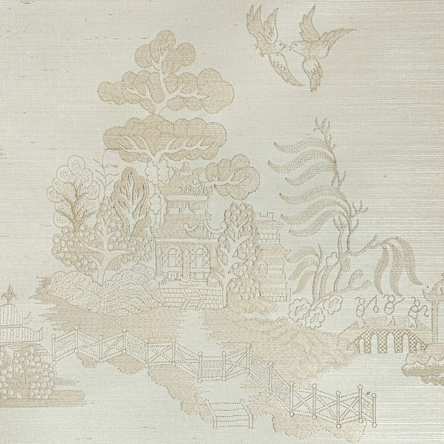 Brunschwig & Fils Wallcovering La Pagode Beige Wallcovering GRASS - 85%;VISCOSE - 15% India </p><p>Repeat: H: 31.5, V: 31.5 31.5 - My Fabric Connection -