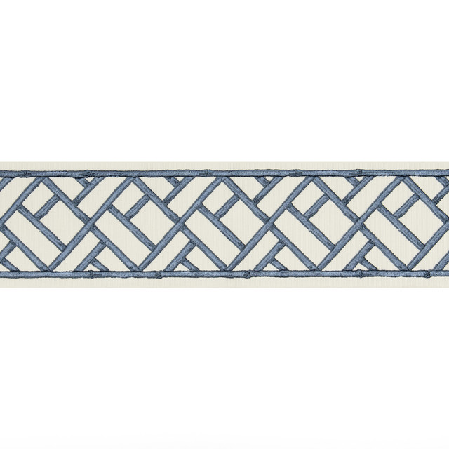 Brunschwig & Fils Trim Torana Tape Blue Trim COTTON - 76%;VISCOSE - 24% India </p><p>Repeat: H: 3.75, V: 7.7 3.75 - My Fabric Connection -
