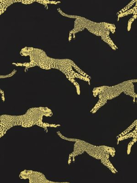 Scalamandre Fabric Leaping Cheetah Cotton Print Black Magic SC166340006 SAHARA 100% COTTON ITALY LIGHT DUTY Horizontal: 25.125" and Vertical: 27.5" 55 - My Fabric Connection -