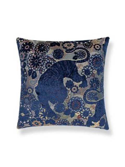 Scalamandre Pillows Siberian Tiger Pillow 22 X 22 - Sapphire Flame EASIBERPILL0002 PILE: 100% VISCOSE, 28% MAKO COTTON, 30% VISCOSE, 42% POLYESTER U.S.A. Horizontal: and Vertical: 0 - My Fabric Connection -