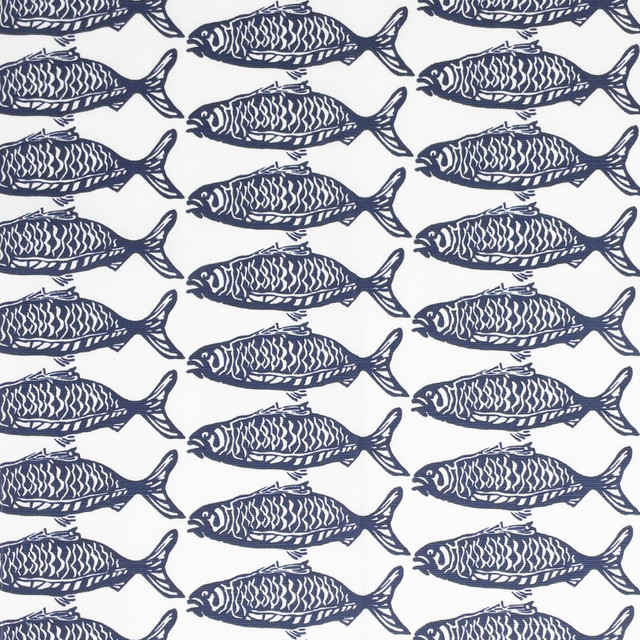 Aoc Fabric 7826-4 School Of Fish Navy Fabric USA </p><p>Repeat: H: 10.250, V: 3.625 57 in - My Fabric Connection -