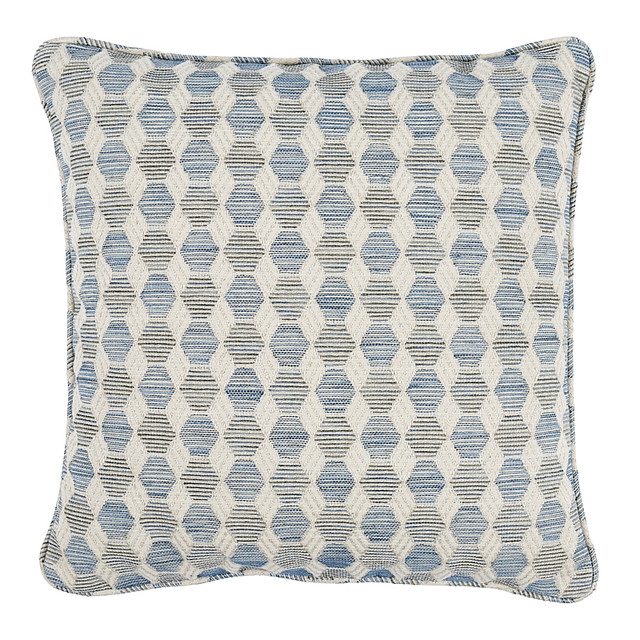Schumacher Pillow Coquina 22" Blue Pillow Natura 55% Viscose, 19% Linen 22 - My Fabric Connection -
