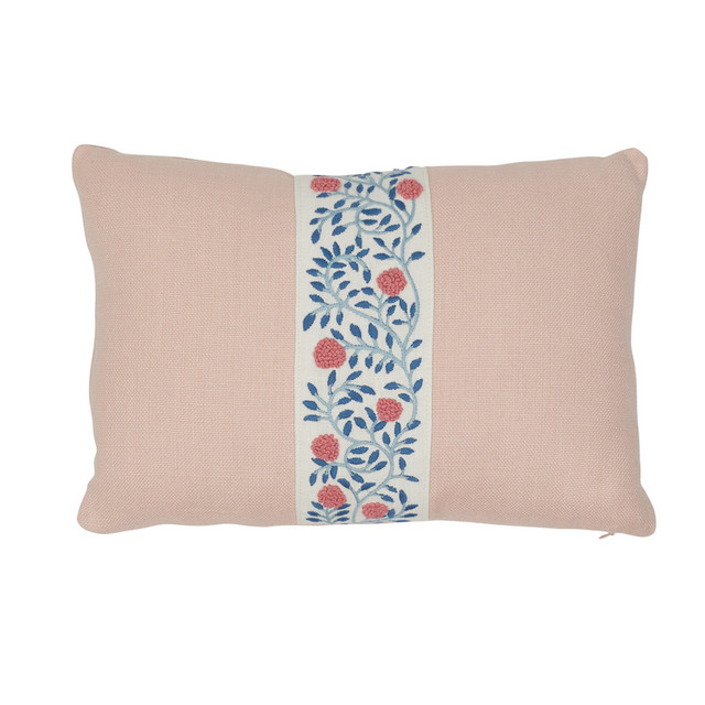 Schumacher Pillow Ashoka Rose Quartz Pillow PALAMPORE 94% Linen, 6% Polyester 11 - My Fabric Connection -