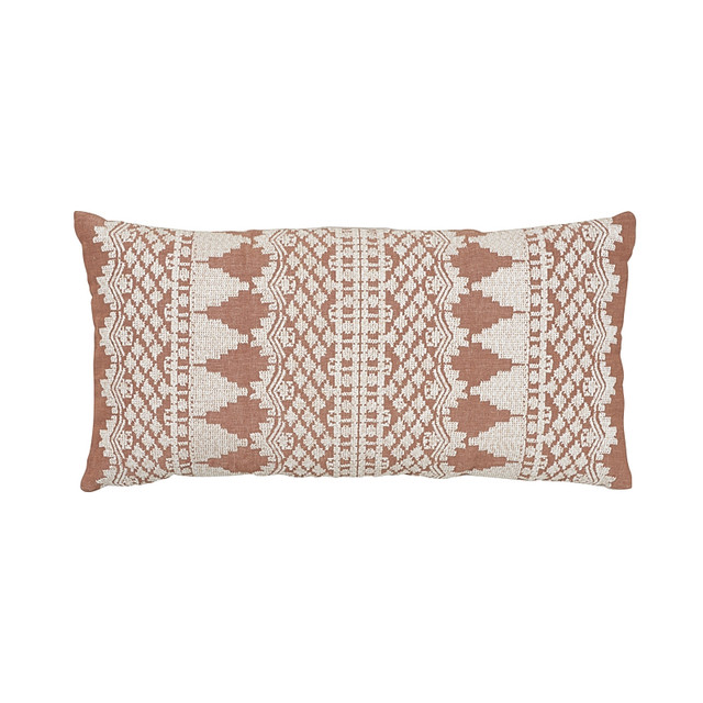 Schumacher Pillow Wentworth Embroidery Rust Pillow New Traditional 75% Linen, 25% Cotton 24 - My Fabric Connection -
