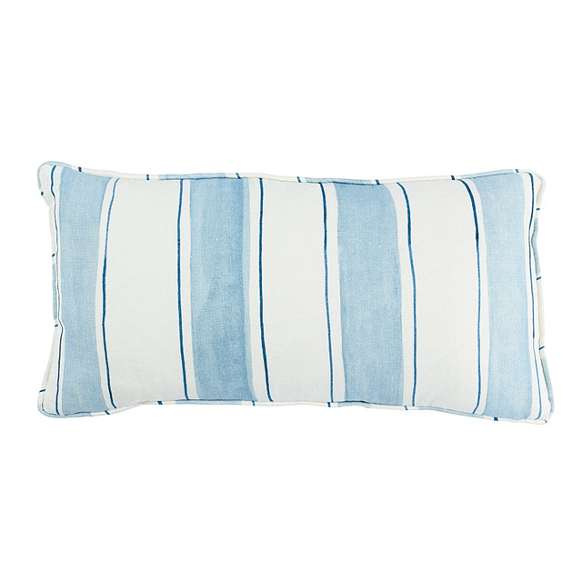 Schumacher Pillow Tracing Stripes Sky Pillow Porter Teleo 100% Linen 24 - My Fabric Connection -
