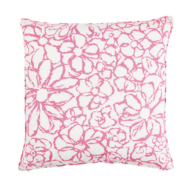 Schumacher Pillow Sidonie 22" Magenta Pillow HAPPY TOGETHER II 57% Linen, 43% Cotton 22 - My Fabric Connection -