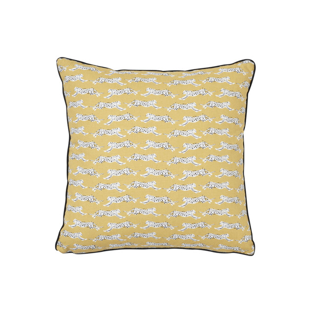 Schumacher Pillow Leaping Leopards 16" Yellow Pillow ESSENTIALS: SMALL-SCALE PRINTS 100% COTTON 16 - My Fabric Connection -