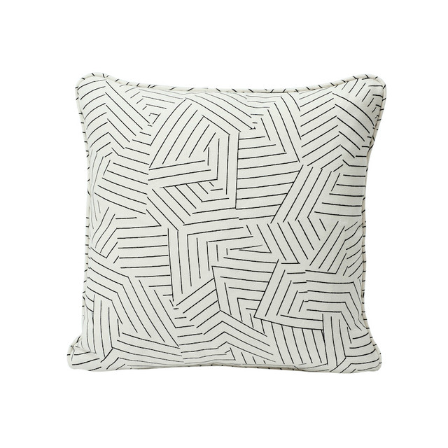 Schumacher Pillow Deconstructed Stripe 20" Black & White Pillow Miles Redd 100% Linen 20 - My Fabric Connection -