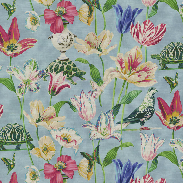 Harrison Howard Fabric Enchanted Garden Robin'S Egg 150051 - 100% Cotton PERU 12000 Horizontal: 27 and Vertical: 25.25 54 - My Fabric Connection -