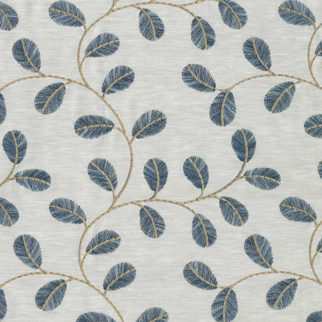 PKL Studio Fabric Leaf Love Emb Lapis 410532 - 71% Polyester 29% Cotton Embroid:100% Viscose INDIA 19000 Horizontal: 10.4 and Vertical: 9.4 54 - My Fabric Connection -