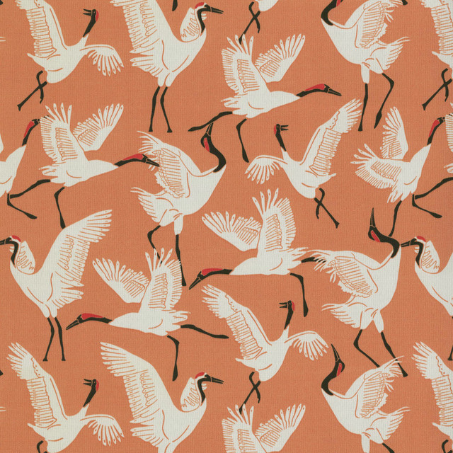 Novogratz Fabric Od Block Cranes Coral 180280 - 100% Polyester PAKISTAN Horizontal: 13.5 and Vertical: 12.75 55 - My Fabric Connection -