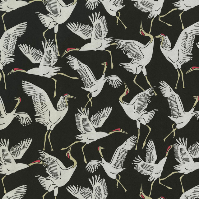 Novogratz Fabric Od Block Cranes Ebony 180282 - 100% Polyester PAKISTAN Horizontal: 13.5 and Vertical: 12.75 55 - My Fabric Connection -