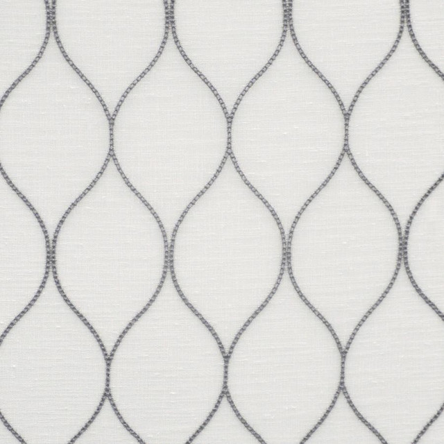 Maxwell Fabric Derby # 439 Thunder Sheer Threads 100% POLYESTER TURKEY V-6.5" H-3.1" 118" EMB. WIDTH 106" - My Fabric Connection -