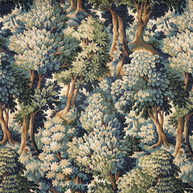 Maxwell Fabric Roanoke # 529 Forest PRINT GALLERY 100% COTTON SPAIN V-36"H-27" 54" - My Fabric Connection -