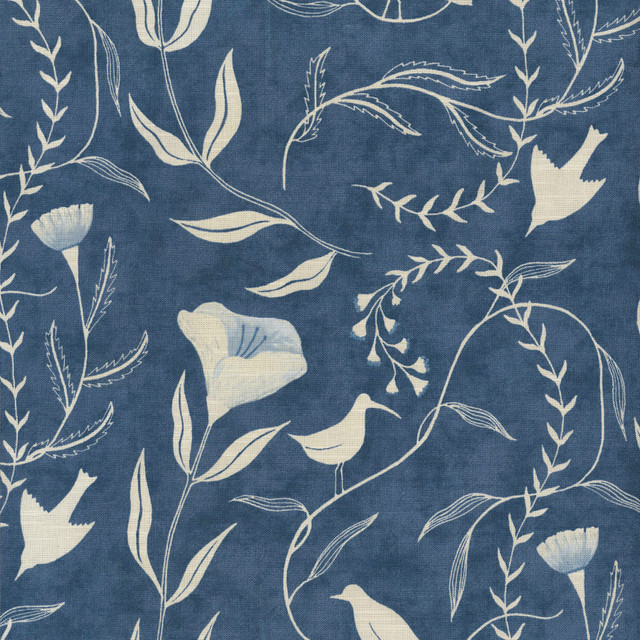 Elana Gabrielle Fabric Birdsong Bluebell 140041 - 100% cotton China 24000 Horizontal: 13.5 and Vertical: 18 54/55 - My Fabric Connection -
