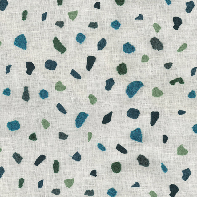 PKL Studio Fabric Terrazzo Emb Lapis 411612 - 100% cotton Embroidery 100% acrylic India 51000 Horizontal: 16.7 and Vertical: 15.3 54 - My Fabric Connection -