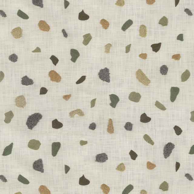 PKL Studio Fabric Terrazzo Emb Mineral 411611 - 100% cotton Embroidery 100% acrylic India 51000 Horizontal: 16.7 and Vertical: 15.3 54 - My Fabric Connection -