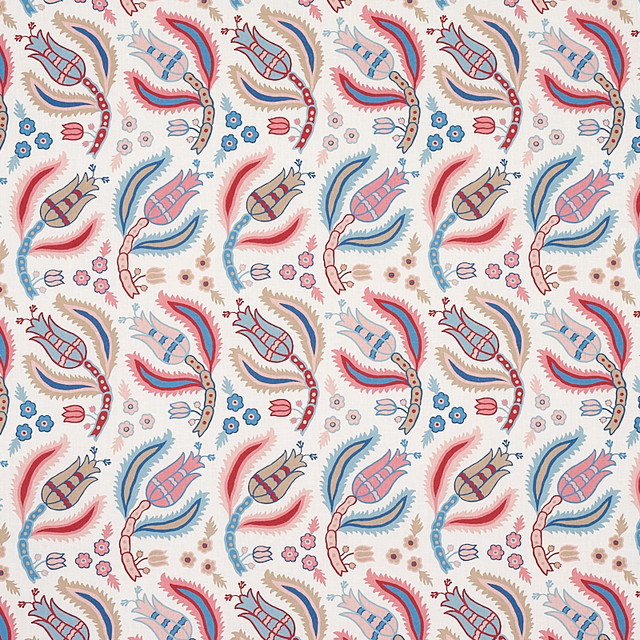 Schumacher Fabric Malabar Vine Sky & Rose 179851 Fabric LINEN 100% UNITED KINGDOM </p><p>Repeat: H: HORZ. 9" (23CM), V: VERT. 12 1/2" (32CM) 54 - My Fabric Connection - Schumacher Fabric Malabar Vine Sky & Rose 179851 Fabric LINEN 100% UNITED KINGDOM </p><p>Repeat: H: HORZ. 9" (23CM), V: VERT. 12 1/2" (32CM) 54 - My Fabric Connection -
