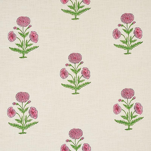 Schumacher Fabric Poppy Hand Block Print Rose & Grass 179842 Molly Mahon 8.88" - My Fabric Connection - Schumacher Fabric Poppy Hand Block Print Rose & Grass 179842 Molly Mahon 8.88" - My Fabric Connection -