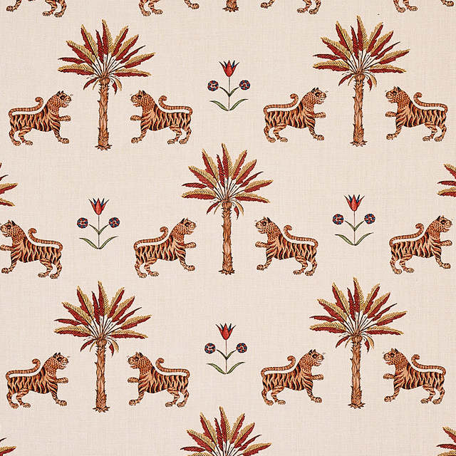 Schumacher Fabric Tiger Palm Crimson 179932 Fabric LINEN 100% THAILAND </p><p>Repeat: H: HORZ. 13 1/2" (34CM), V: VERT 14 8/9" (38CM) 54 - My Fabric Connection - Schumacher Fabric Tiger Palm Crimson 179932 Fabric LINEN 100% THAILAND </p><p>Repeat: H: HORZ. 13 1/2" (34CM), V: VERT 14 8/9" (38CM) 54 - My Fabric Connection -