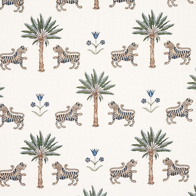 Schumacher Fabric Tiger Palm Delft 179931 Mystique 13.5" - My Fabric Connection - Schumacher Fabric Tiger Palm Delft 179931 Mystique 13.5" - My Fabric Connection -