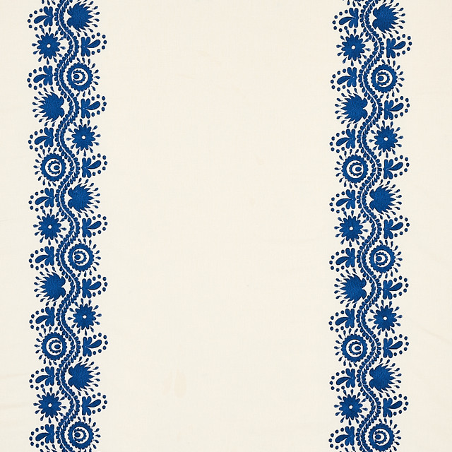 Schumacher Fabric Theodora Embroidery Blue 80741 Fabric LINEN 50% INDIA </p><p>Repeat: H: HORZ. 25 3/5" (65CM), V: VERT. 51" (130CM) 51 - My Fabric Connection - Schumacher Fabric Theodora Embroidery Blue 80741 Fabric LINEN 50% INDIA </p><p>Repeat: H: HORZ. 25 3/5" (65CM), V: VERT. 51" (130CM) 51 - My Fabric Connection -