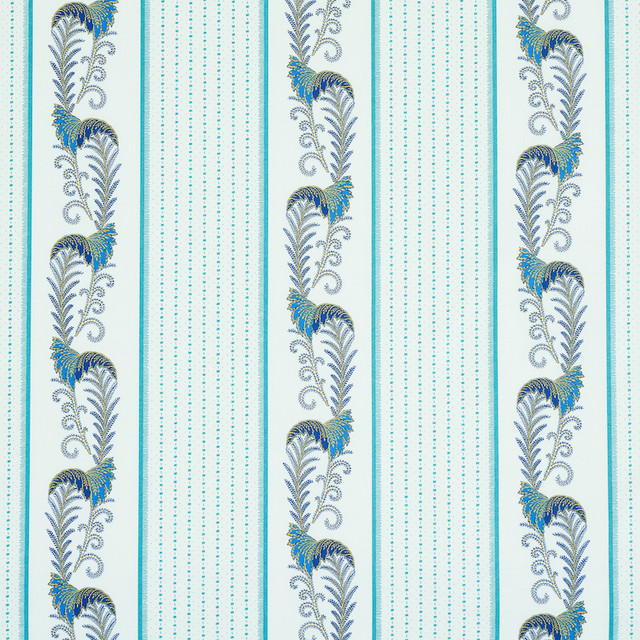Schumacher Fabric Aleksy Stripe Teal 179381 Fabric COTTON 100% UNITED KINGDOM </p><p>Repeat: H: HORZ. 18" (46CM) , V: VERT. 27" (69CM) 54 - My Fabric Connection - Schumacher Fabric Aleksy Stripe Teal 179381 Fabric COTTON 100% UNITED KINGDOM </p><p>Repeat: H: HORZ. 18" (46CM) , V: VERT. 27" (69CM) 54 - My Fabric Connection -