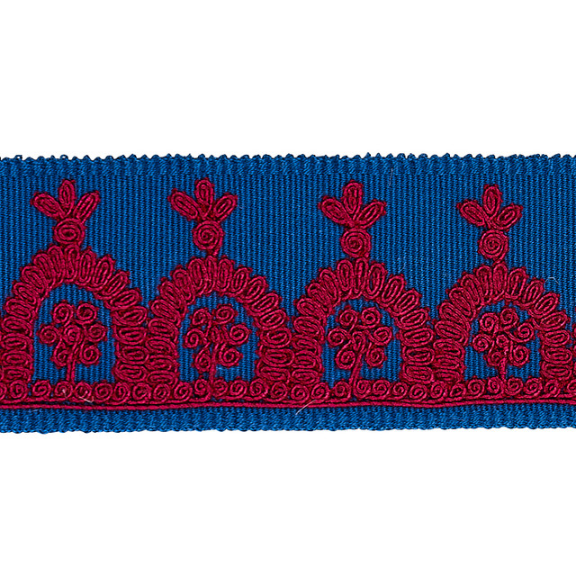 Schumacher Fabric Noelia Red On Blue 74156 Fabric COTTON 70% INDIA </p><p>Repeat: H: HORZ. 1" (3CM), V: 0 2 - My Fabric Connection - Schumacher Fabric Noelia Red On Blue 74156 Fabric COTTON 70% INDIA </p><p>Repeat: H: HORZ. 1" (3CM), V: 0 2 - My Fabric Connection -